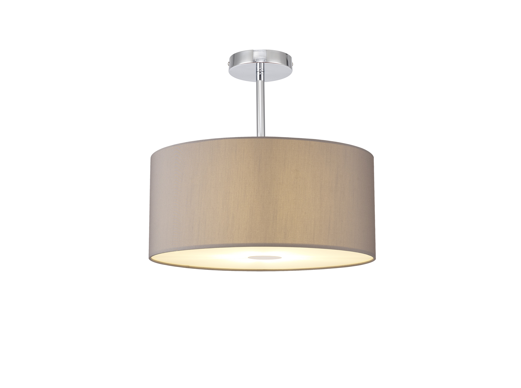 Baymont 40cm Semi Flush 1 Light Polished Chrome, Grey, Frosted Diffuser